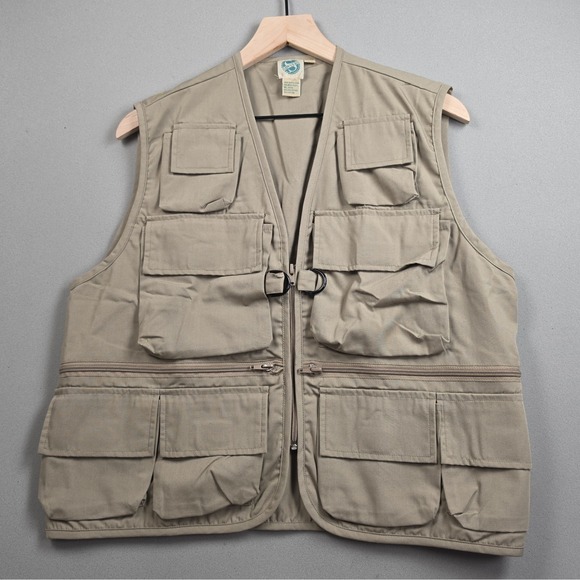 Sawyers Other - Sawyer's 1992 Avon Vintage Safari Fishing Photo Vest Men's M Khaki Tan Cargo Zip